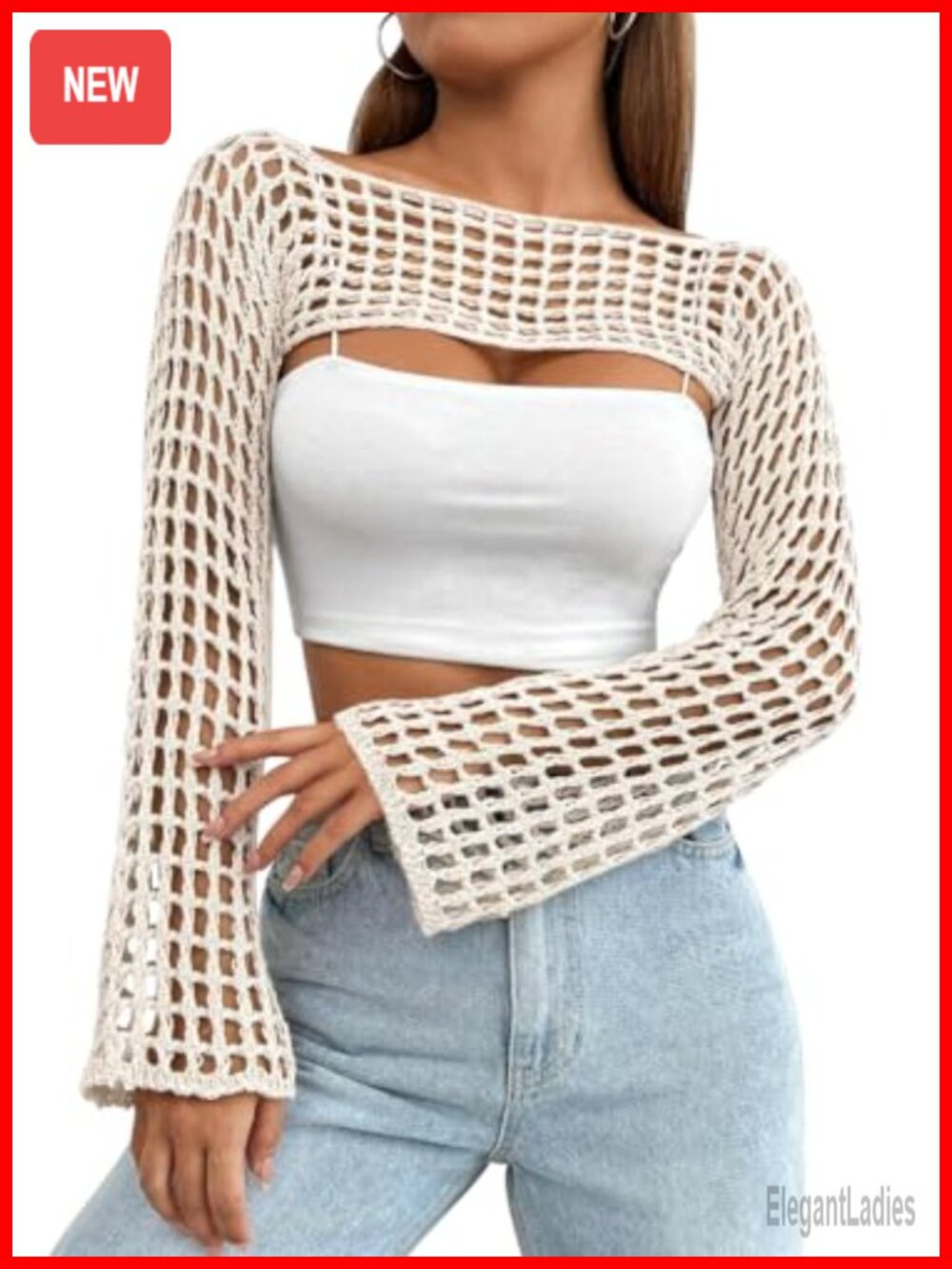 Crochet Shrug Y2K Hollow Out Bolero See Through Cropped Knit Sweater Top